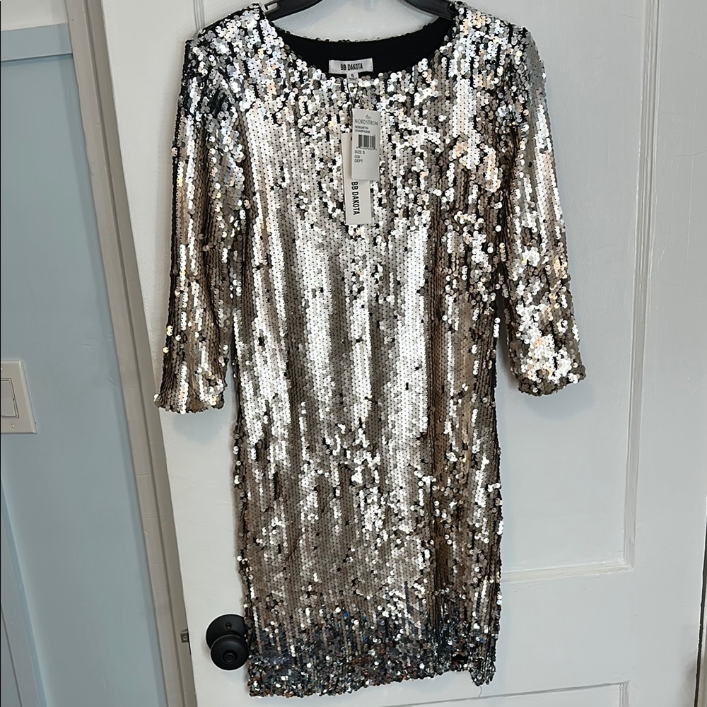 BB Dakota Silver Sequin Mini Dress